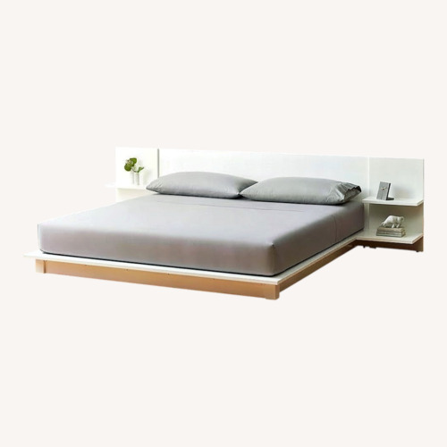Used CB2 White Wood King Bed for sale on AptDeco