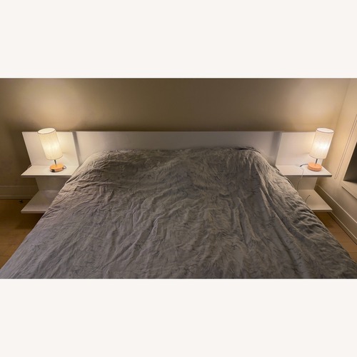 Used CB2 White Wood King Bed for sale on AptDeco