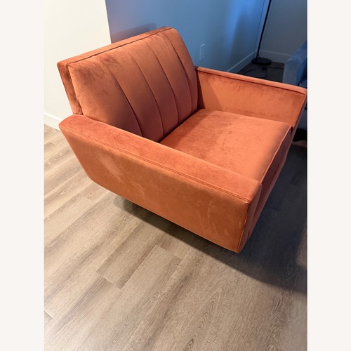 Used Ethan Allen Orange Velvet Accent Chair for sale on AptDeco