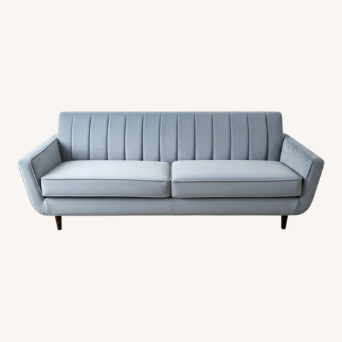 Used Ethan Allen Blue Velvet 3+ Seater Sofa for sale on AptDeco