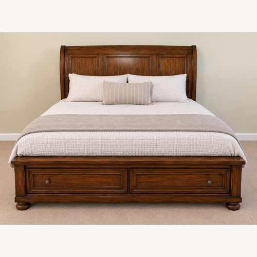 Used Ashley King Bed with Head Board and Foot Board Storage for sale on AptDeco