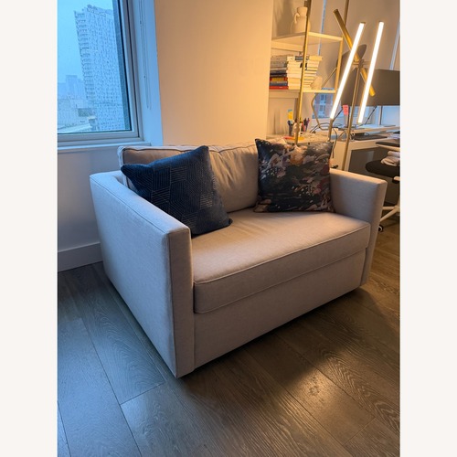 Used West Elm Natural Linen 2 Seater Sofa for sale on AptDeco