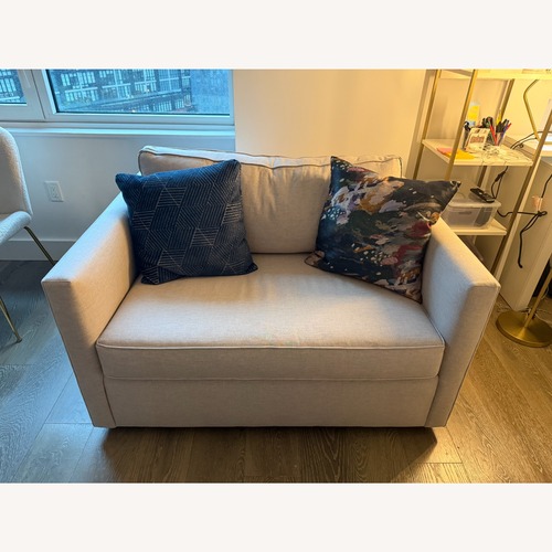 Used West Elm Natural Linen 2 Seater Sofa for sale on AptDeco