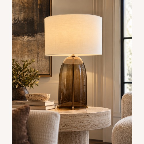 Used Restoration Hardware Blom Amber Glass Table Lamp 30" for sale on AptDeco