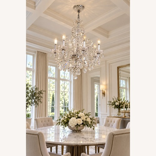 Used Pair of Swarovski Crystal Chandeliers, Chrome for sale on AptDeco