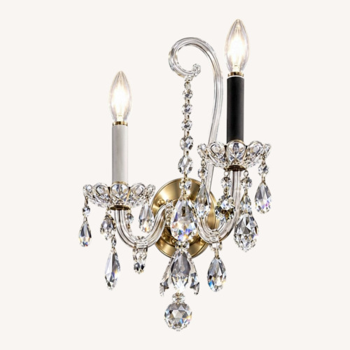 Used Swarovski Crystal 2-Light Wall Sconce, Gold for sale on AptDeco