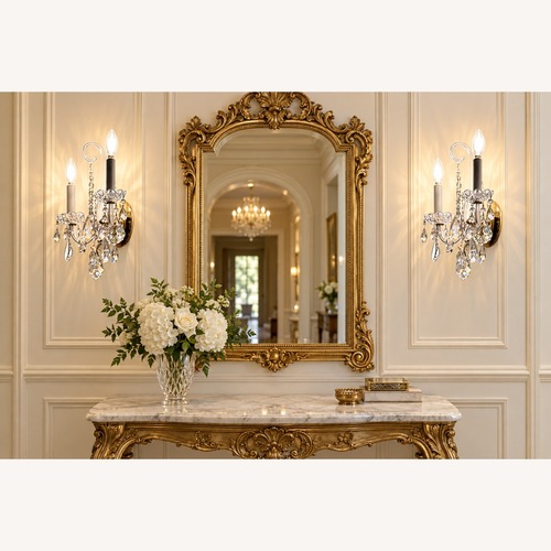 Used Swarovski Crystal 2-Light Wall Sconce, Gold for sale on AptDeco