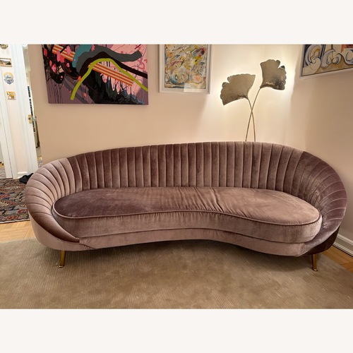 Used Brooklyn Space Pink Velvet 3+ Seater Sofa for sale on AptDeco