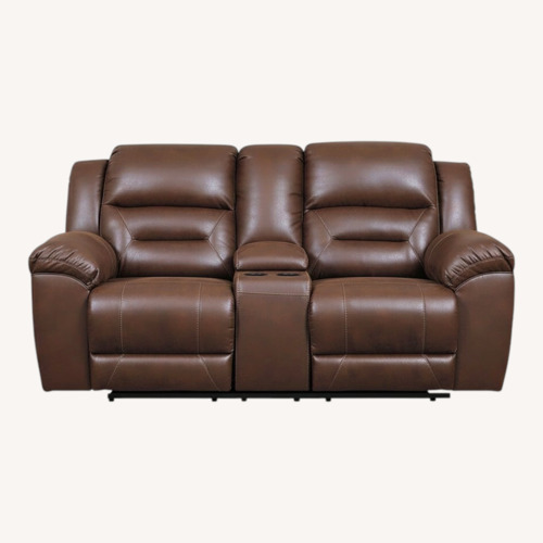 Used Ashley Furniture Dark Brown Leather Loveseat for sale on AptDeco