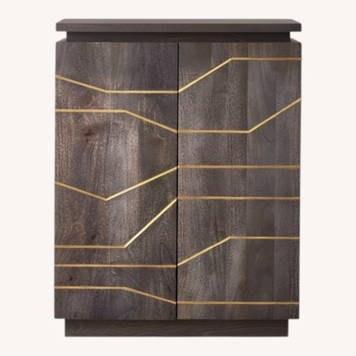 Used CB2 Brass Inlay Cabinet Dark Brown Sideboard for sale on AptDeco
