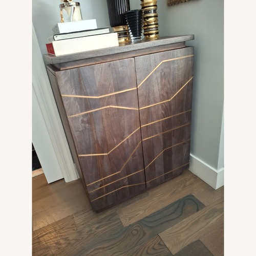 Used CB2 Brass Inlay Cabinet Dark Brown Sideboard for sale on AptDeco
