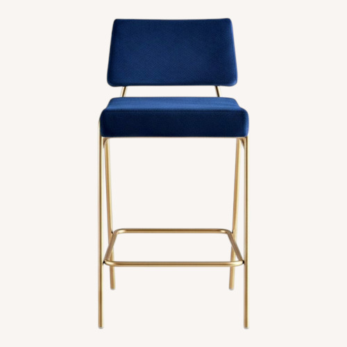 Used West Elm Wire Frame Blue Velvet Dining Chair for sale on AptDeco