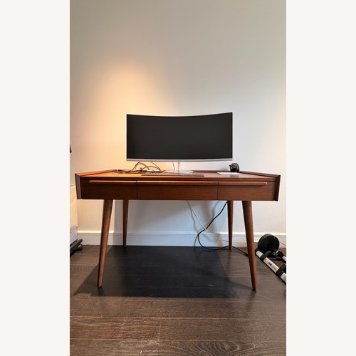 Used Tate 48' Walnut Desk with Outlet for sale on AptDeco