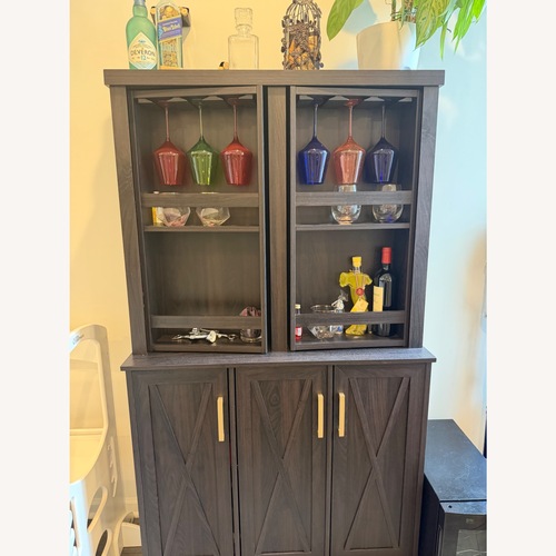 Used Wayfair Dark Brown Wood Bar Cabinet for sale on AptDeco