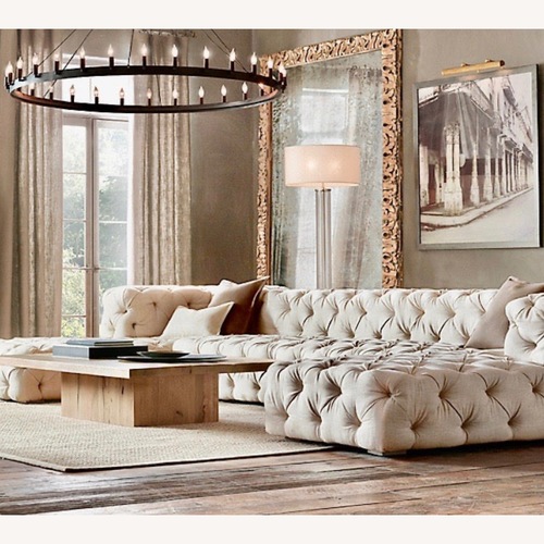 Used Restoration Hardware Soho Tufted 3 Piece Sectional for sale on AptDeco