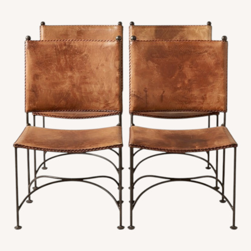 Used Custom Leather & Iron Dining Chairs from Mexico for sale on AptDeco