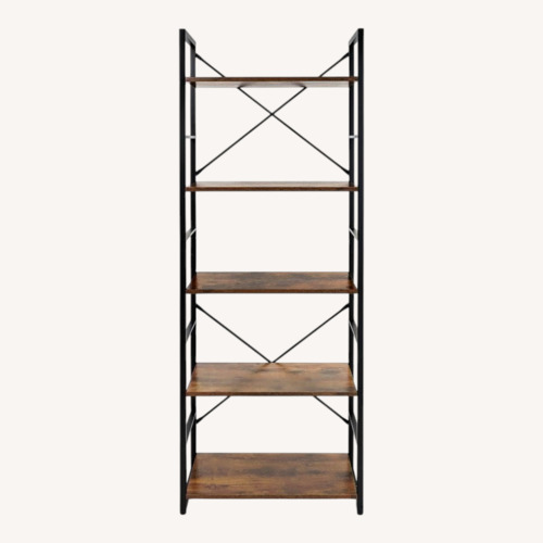 Used Wayfair 5 Shelf Dark Brown open Bookcase Storage for sale on AptDeco