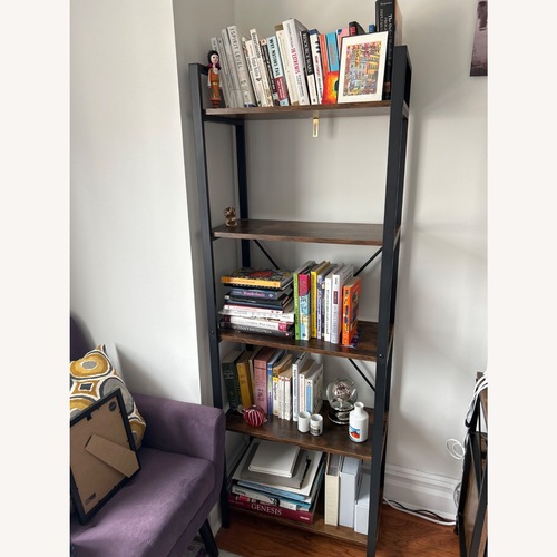 Used Wayfair 5 Shelf Dark Brown open Bookcase Storage for sale on AptDeco