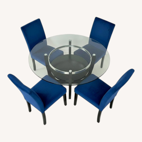 Used Blue Glass Dining Set for sale on AptDeco