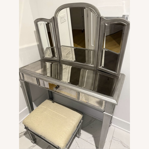 Used Pier 1 Imports Hayworth Mirrored Vanity with Stool for sale on AptDeco