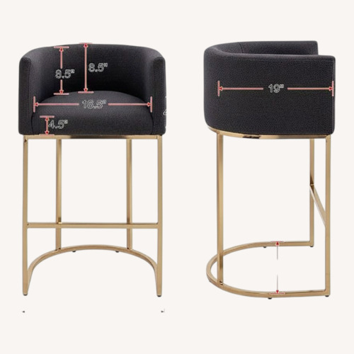 Used Amazon Charcoal & Gold Base 24″ 2 Counter Stools for sale on AptDeco