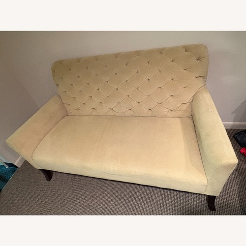 Used Light Brown Velvet 2 Seater Sofa for sale on AptDeco