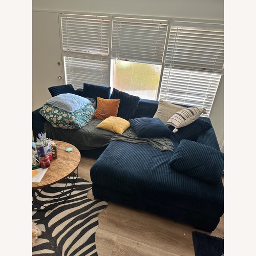 Used Wayfair Blue 2 Piece Sectional for sale on AptDeco