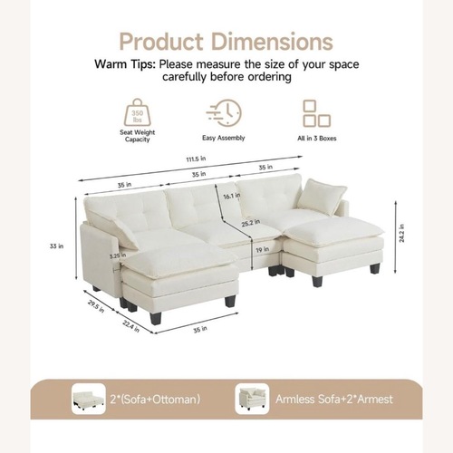 Used Walmart Cream Sofa Sectional  for sale on AptDeco
