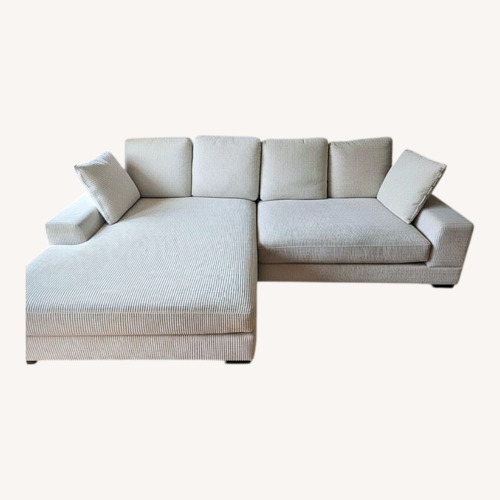 Used Home Depot White Fabric 2 Piece Sectional for sale on AptDeco