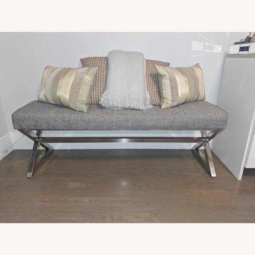 Used Light Gray Fabric Bench for sale on AptDeco