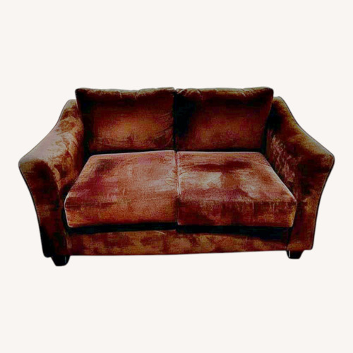 Used Raymour & Flanigan Dark Brown Suede Loveseat for sale on AptDeco