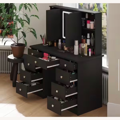 Used Jyotsna 9-Drawer Makeup Vanity with Mirror and Adjustable Lights for sale on AptDeco