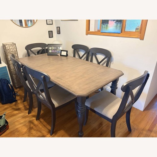 Used Ocean Isle Dining Table W Leaf & 6 Chairs (Slate) for sale on AptDeco
