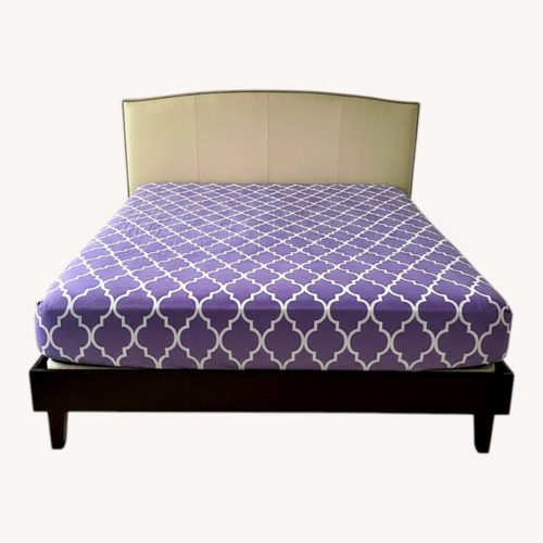 Used King-sized Bed With Leather Headboard for sale on AptDeco
