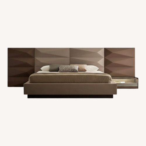 Used Custom Lazzoni King Bed + Headboard + Nightstands for sale on AptDeco
