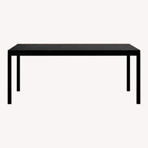 Used Crate & Barrel Black Parsons Marble Dining Table for sale on AptDeco