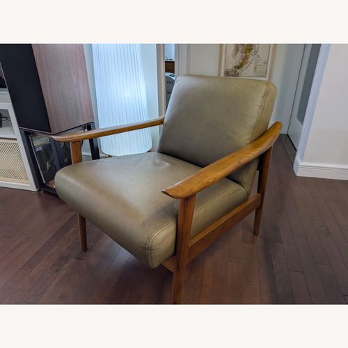 Used West Elm Mid-Century Leather Show Wood Chair for sale on AptDeco