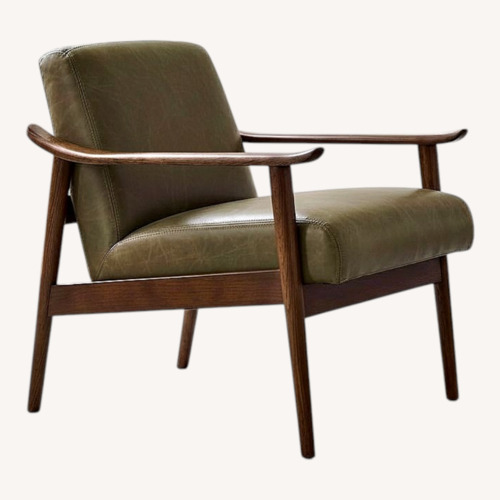 Used West Elm Mid-Century Leather Show Wood Chair for sale on AptDeco