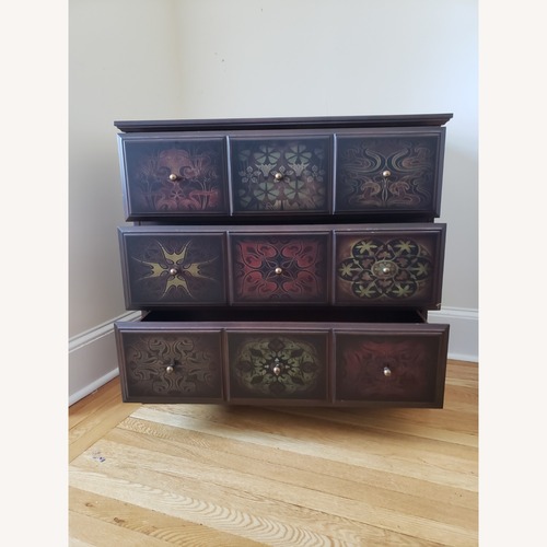 Used Raymour & Flanigan Dark Brown Wood Dresser for sale on AptDeco