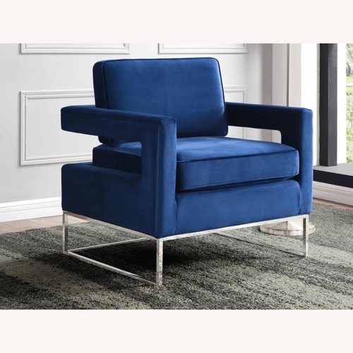 Used TOV Furniture Blue Velvet Accent Chair for sale on AptDeco