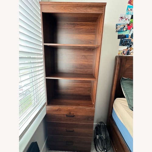 Used 6-Tier Dark Brown Bookcase with 3-Drawer Storage for sale on AptDeco