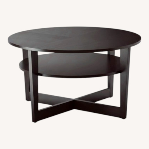 Used IKEA VEJMON Round Coffee Table – Black for sale on AptDeco