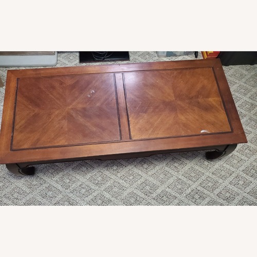Used Vintage Traditional Inlaid Wood Coffee Table for sale on AptDeco