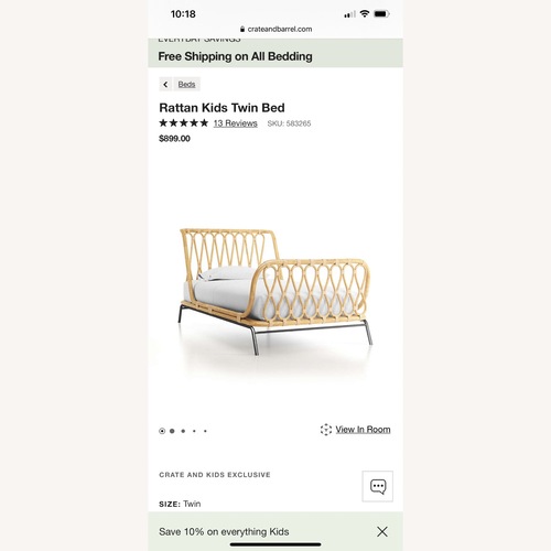 Used Crate & Barrel Rattan Twin Bed for sale on AptDeco