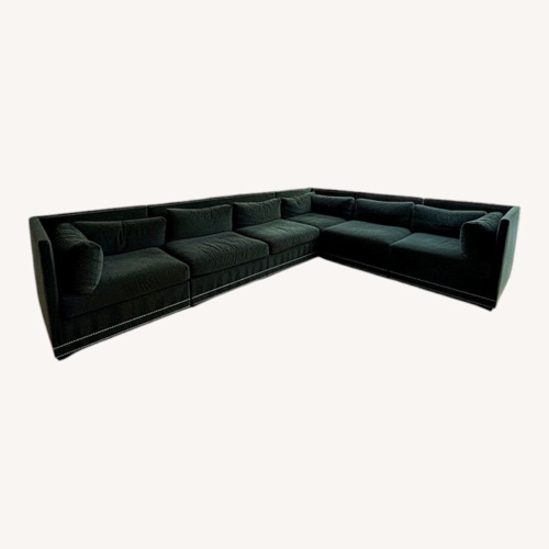 Used Custom Deep Green Velvet Sectional for sale on AptDeco