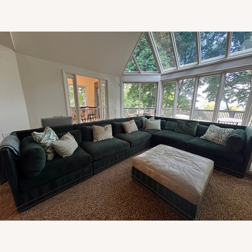 Used Custom Deep Green Velvet Sectional for sale on AptDeco