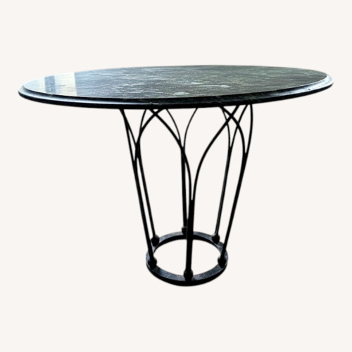 Used Green Marble Dining Table With Iron Wire Base for sale on AptDeco