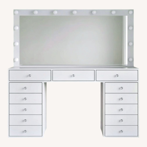 Used FUSOU White Vanity With Mirror and Lights for sale on AptDeco