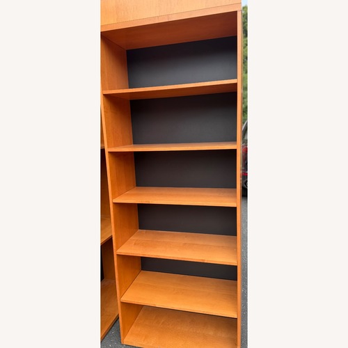 Used MECO Custom 5-Shelf Bookcase Maple Set of 2 for sale on AptDeco