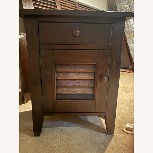 Used Dark Brown Wood End Tables with Hidden Outlets for sale on AptDeco